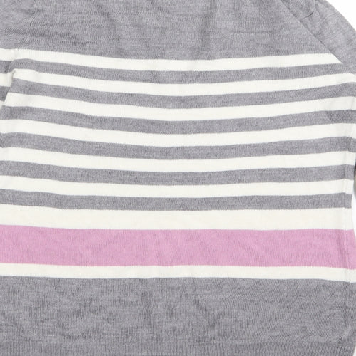 Papaya Womens Grey Striped  Basic T-Shirt Size 8