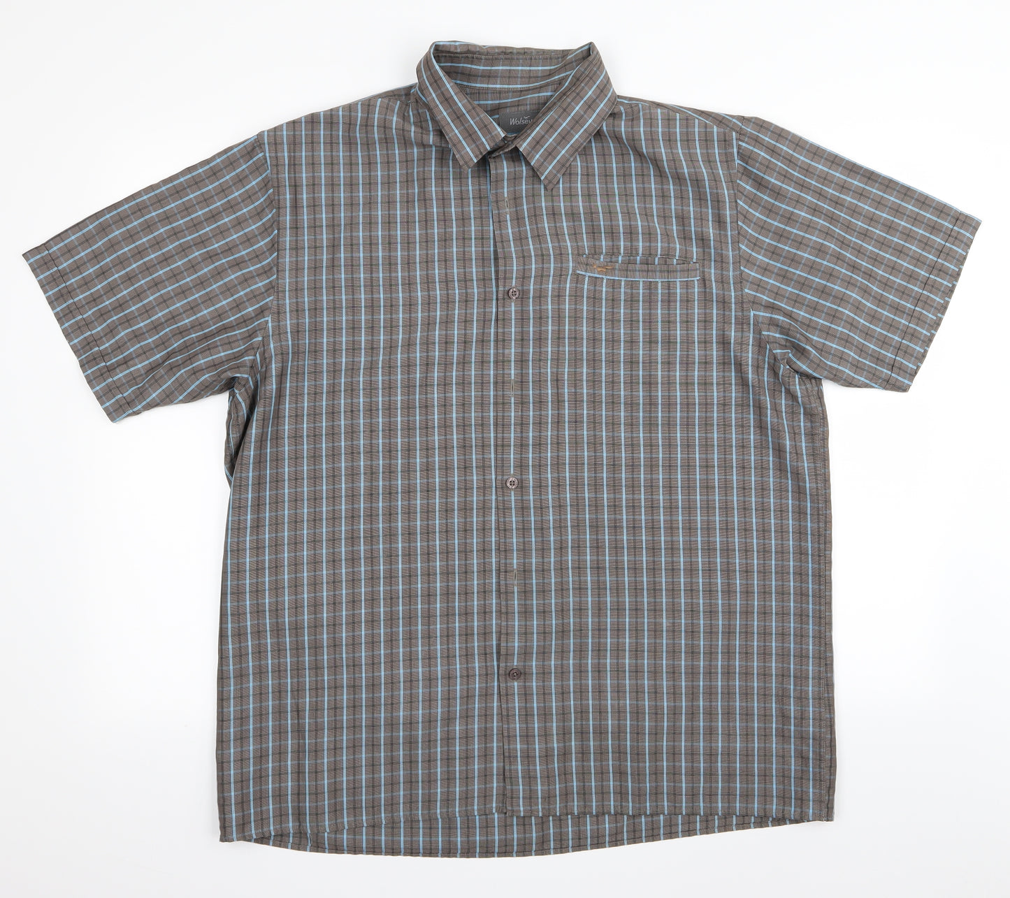 Wolsey Mens Brown Striped   Button-Up Size XL