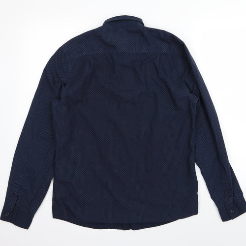 F&F Mens Blue Polka Dot   Button-Up Size S