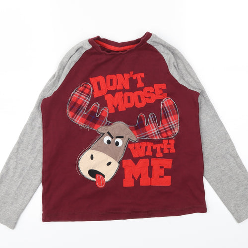 George Boys Red Animal Print  Basic T-Shirt Size 8-9 Years