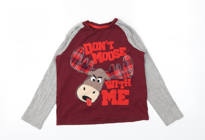 George Boys Red Animal Print Basic T-Shirt Size 8-9 Years