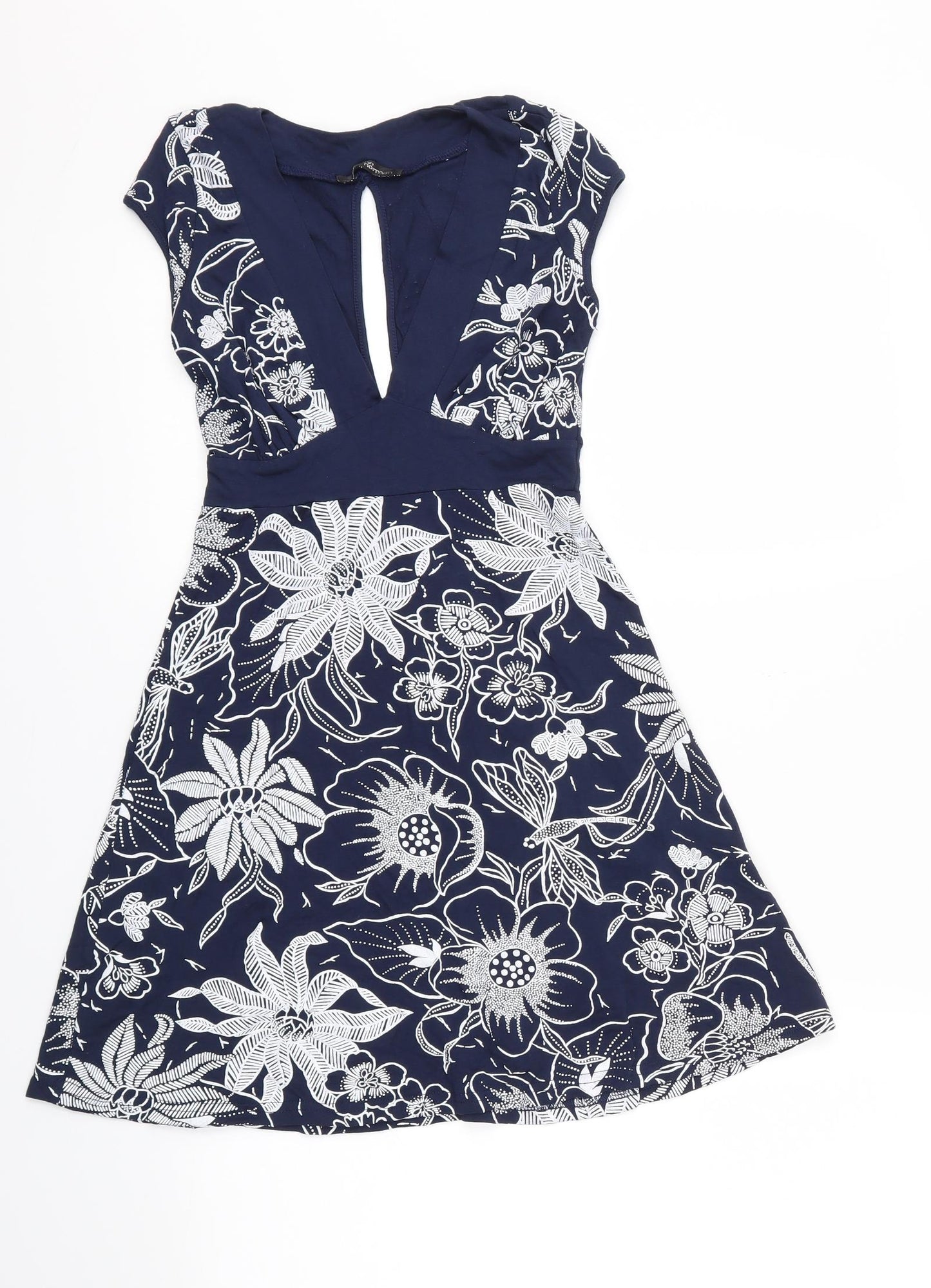 Jane Norman Womens Blue Floral  Fit & Flare  Size 8