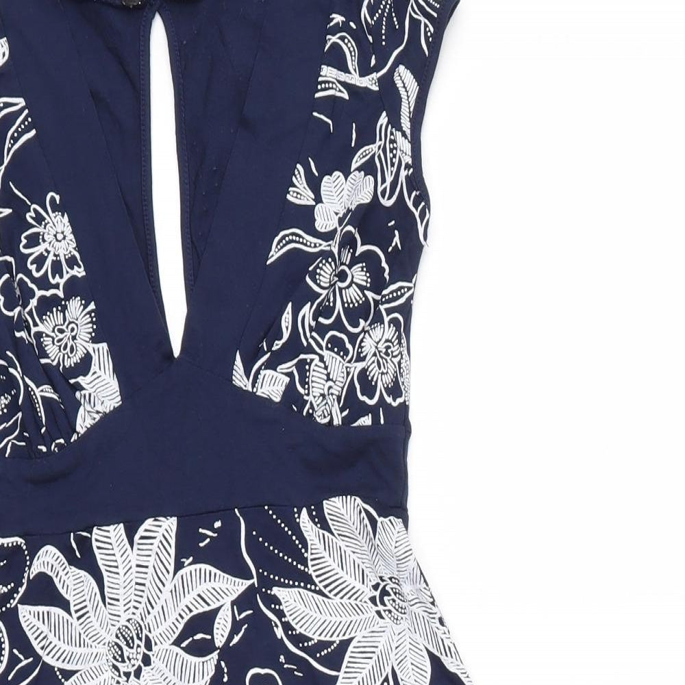 Jane Norman Womens Blue Floral  Fit & Flare  Size 8