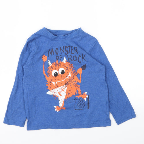 Primark Boys Blue Animal Print  Basic T-Shirt Size 3-4 Years