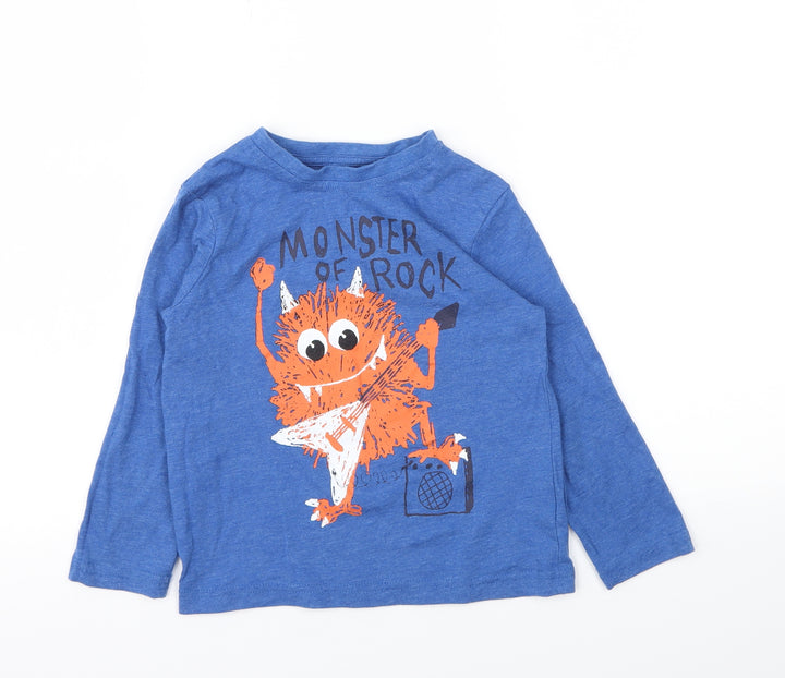 Primark Boys Blue Animal Print Basic T-Shirt Size 3-4 Years