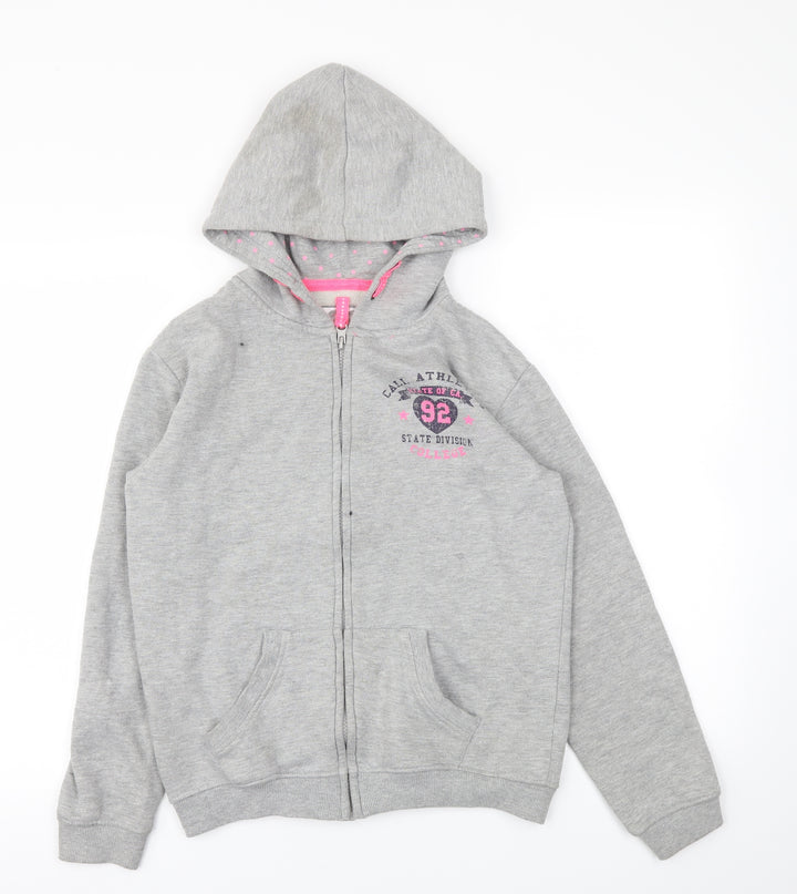 YD Girls Grey   Full Zip Hoodie Size 12-13 Years