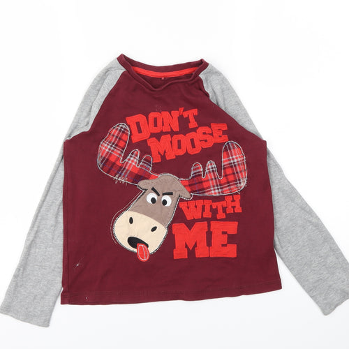 George Boys Red Animal Print  Basic T-Shirt Size 8-9 Years