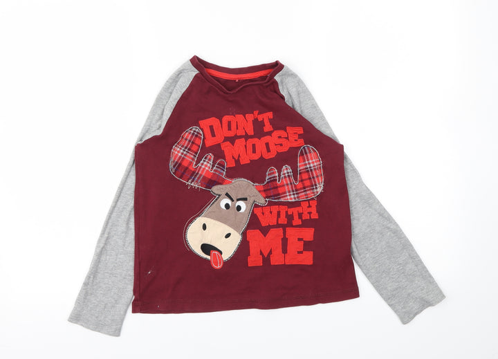 George Boys Red Animal Print Basic T-Shirt Size 8-9 Years