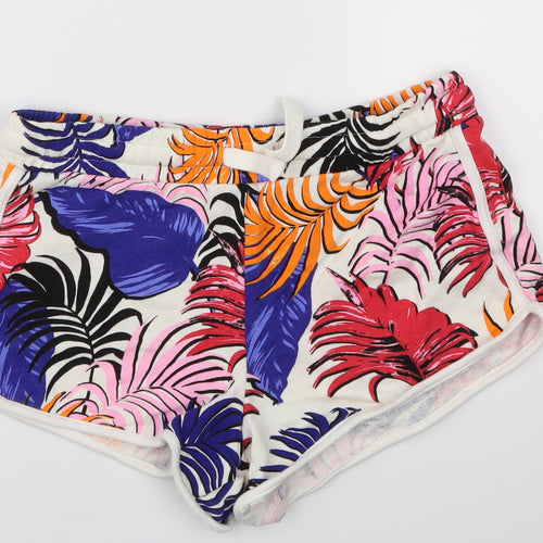 New Look Womens Multicoloured Floral  Cut-Off Shorts Size 8 - Stretch waistband