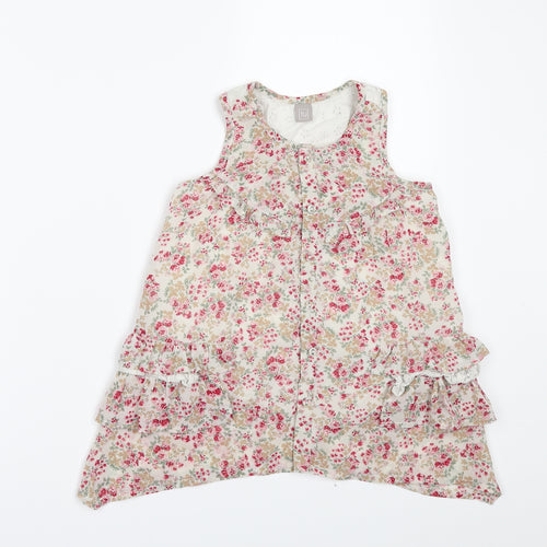 TU Girls Beige Floral  Tunic Button-Up Size 5 Years