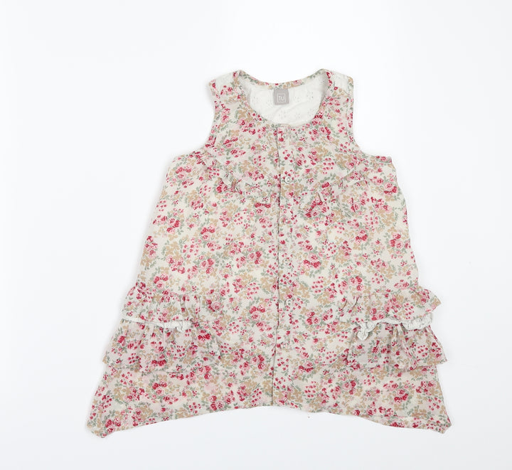 TU Girls Beige Floral  Tunic Button-Up Size 5 Years