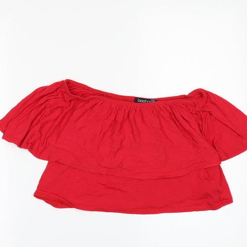 Boohoo Womens Red   Cropped Blouse Size 14