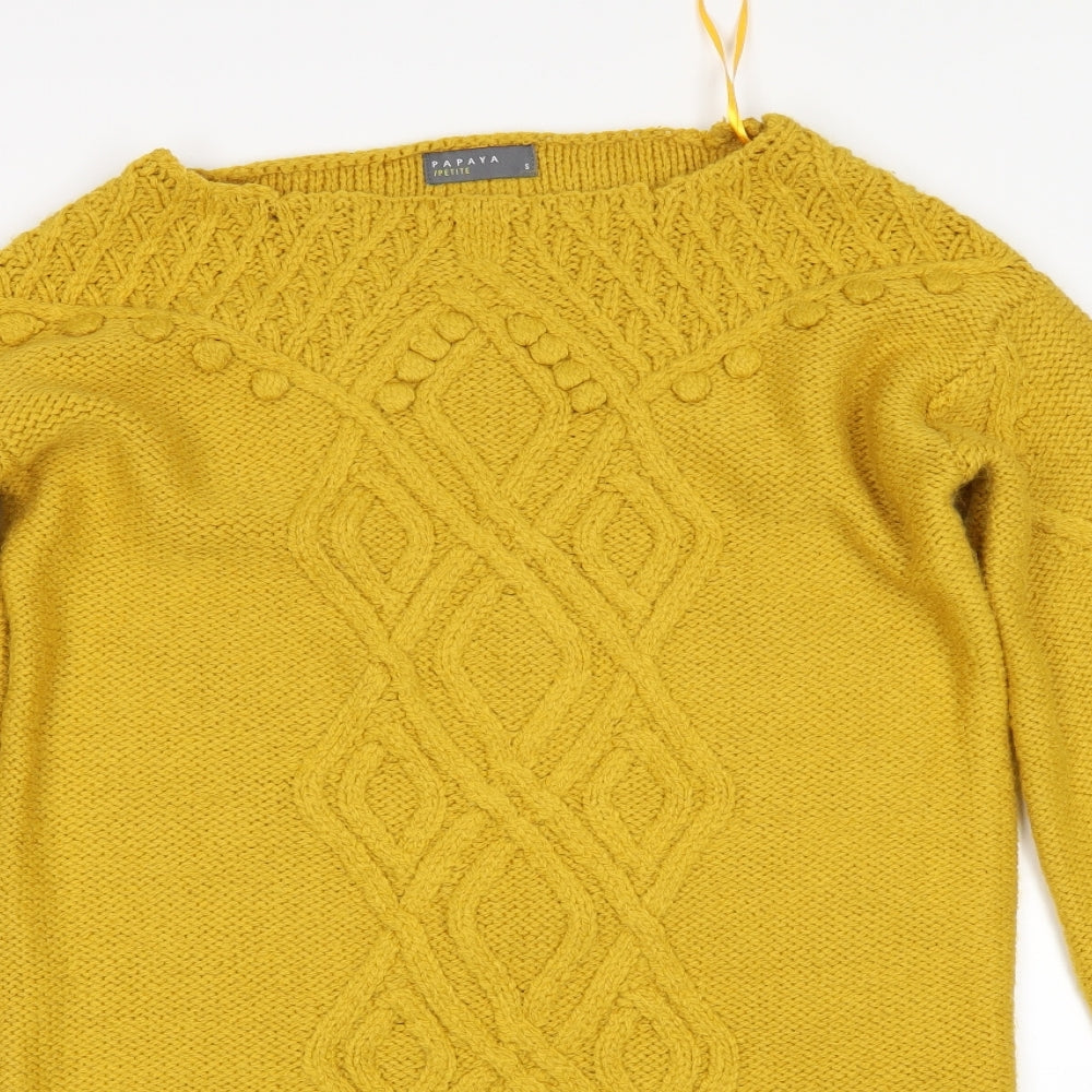 Papaya Womens Yellow   Pullover Jumper Size S