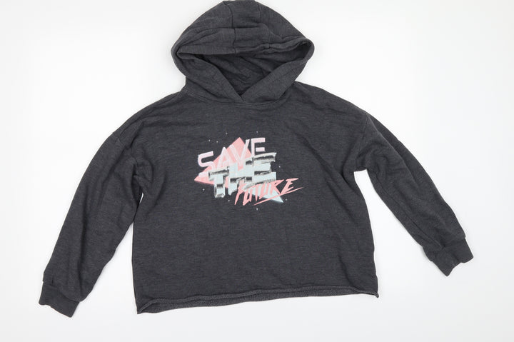 NEXT Girls Grey   Pullover Hoodie Size 8 Years  - SAVE THE FUTURE