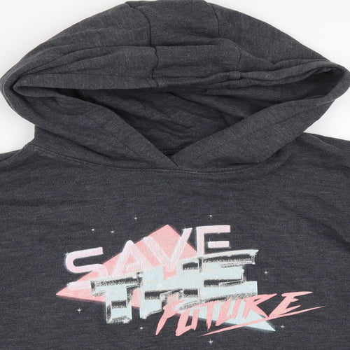 NEXT Girls Grey   Pullover Hoodie Size 8 Years  - SAVE THE FUTURE