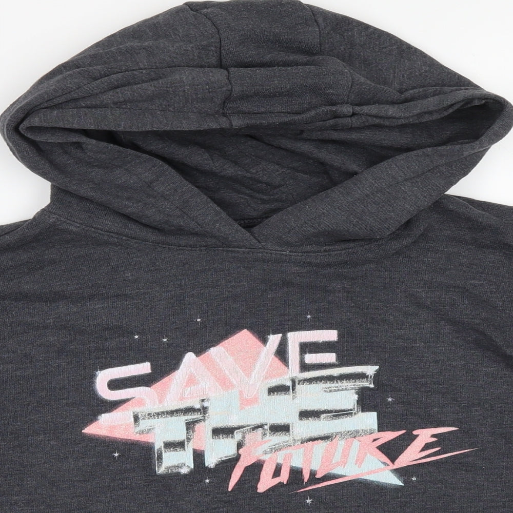 NEXT Girls Grey   Pullover Hoodie Size 8 Years  - SAVE THE FUTURE