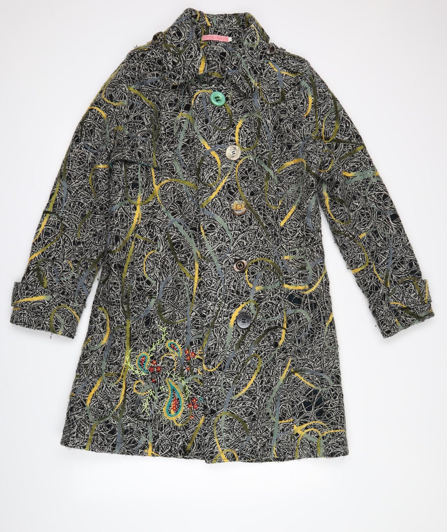 Rosa & Rose Womens Multicoloured Geometric  Overcoat Coat Size L
