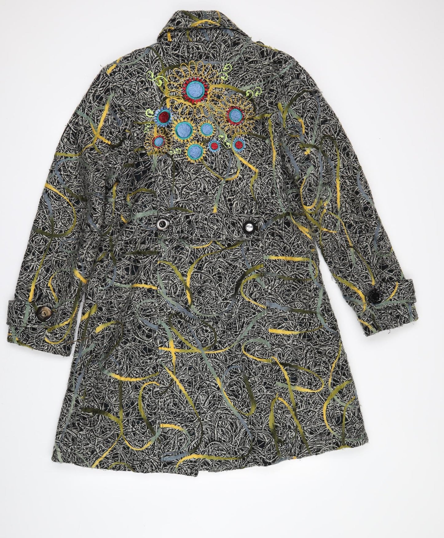 Rosa & Rose Womens Multicoloured Geometric  Overcoat Coat Size L