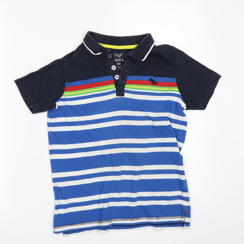 F&F Boys Blue Striped  Basic Polo Size 9-10 Years