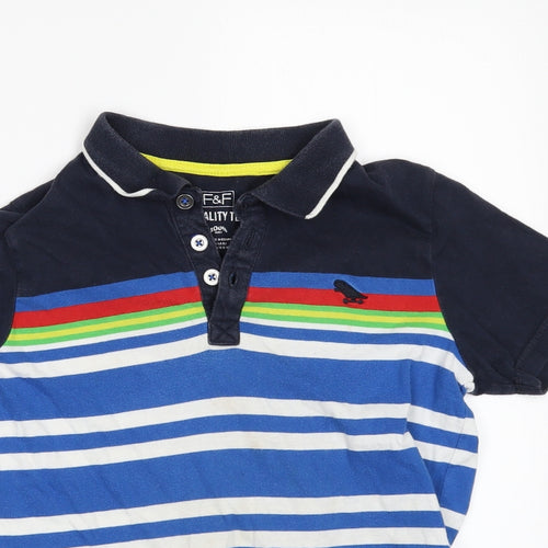 F&F Boys Blue Striped  Basic Polo Size 9-10 Years