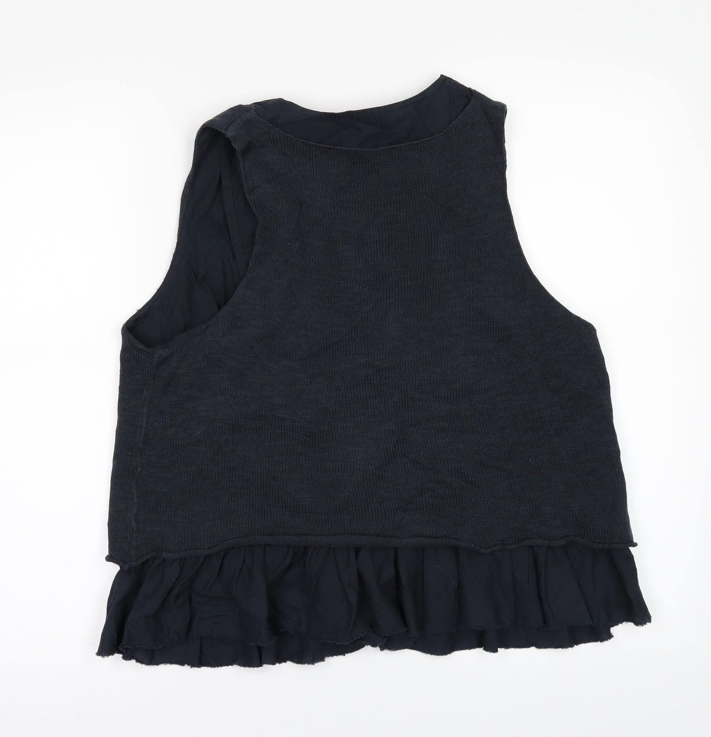 NEXT Womens Black   Gilet Waistcoat Size 14  - Frilled hem