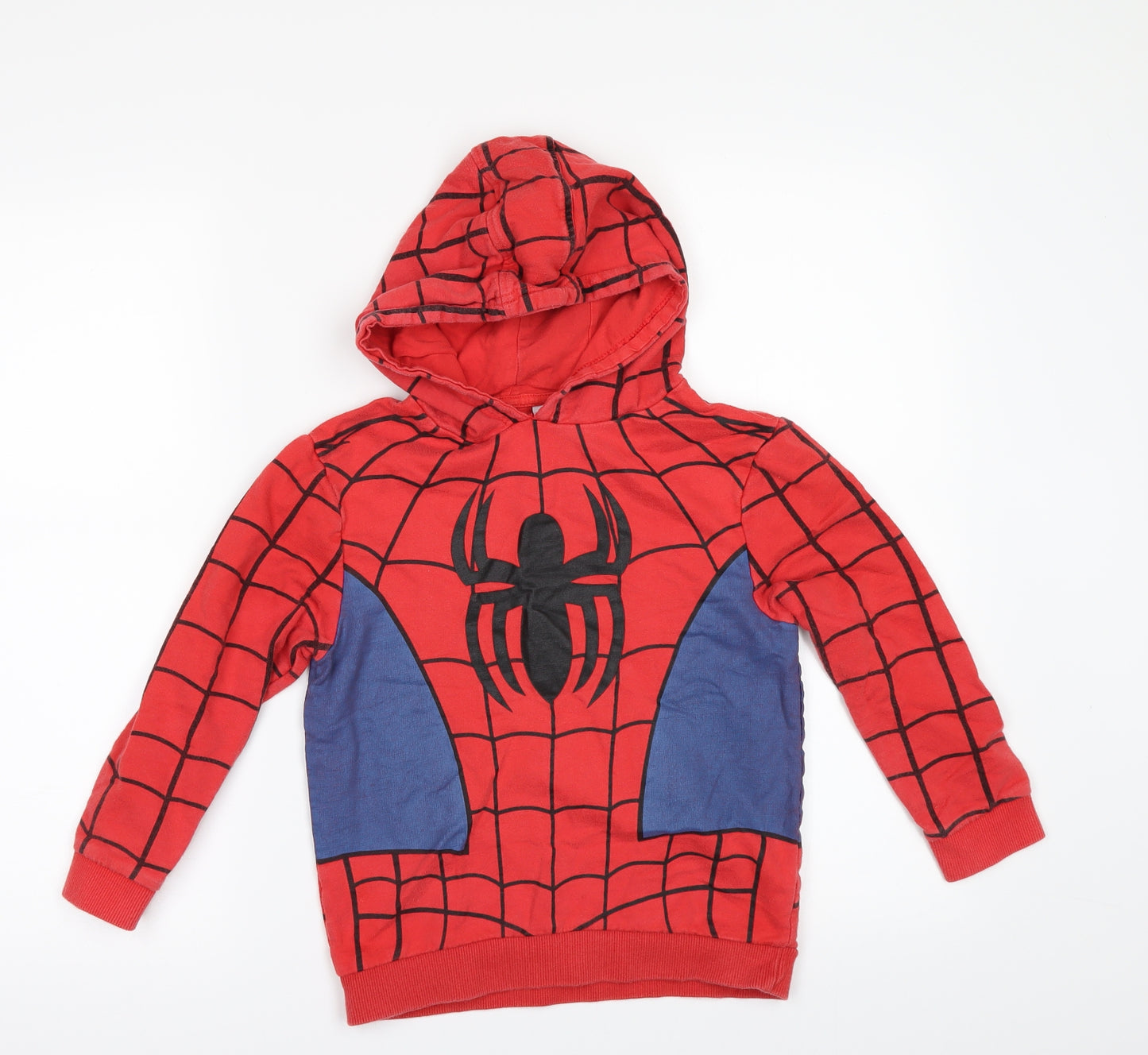 Primark Boys Red Check  Pullover Hoodie Size 7-8 Years  - spiderman