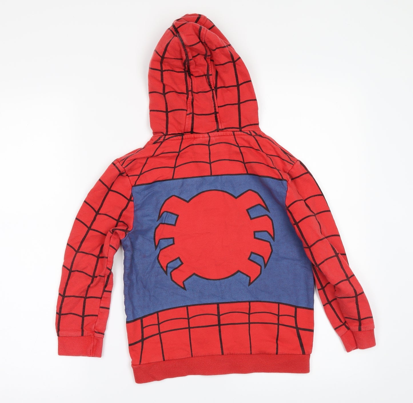 Primark Boys Red Check  Pullover Hoodie Size 7-8 Years  - spiderman