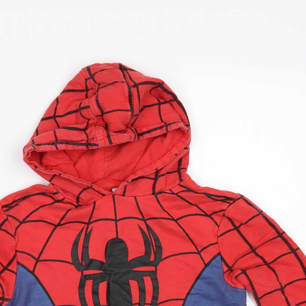 Primark Boys Red Check  Pullover Hoodie Size 7-8 Years  - spiderman