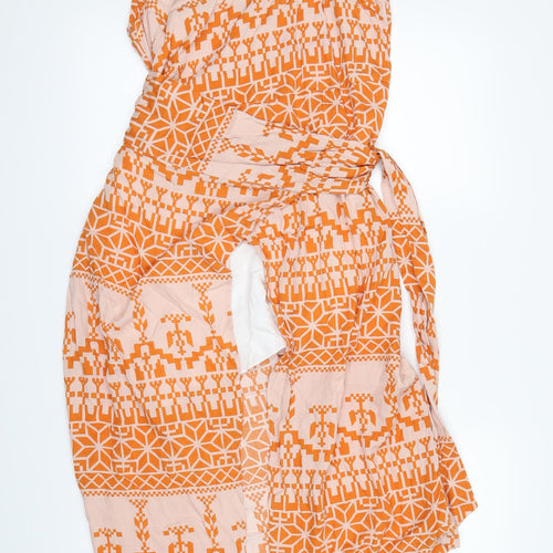 Preworn Womens Orange Geometric  Shift  Size S  - dipped hem sun dress
