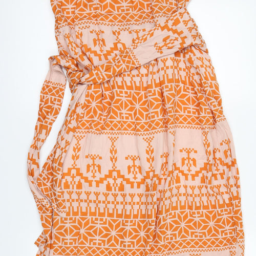 Preworn Womens Orange Geometric  Shift  Size S  - dipped hem sun dress
