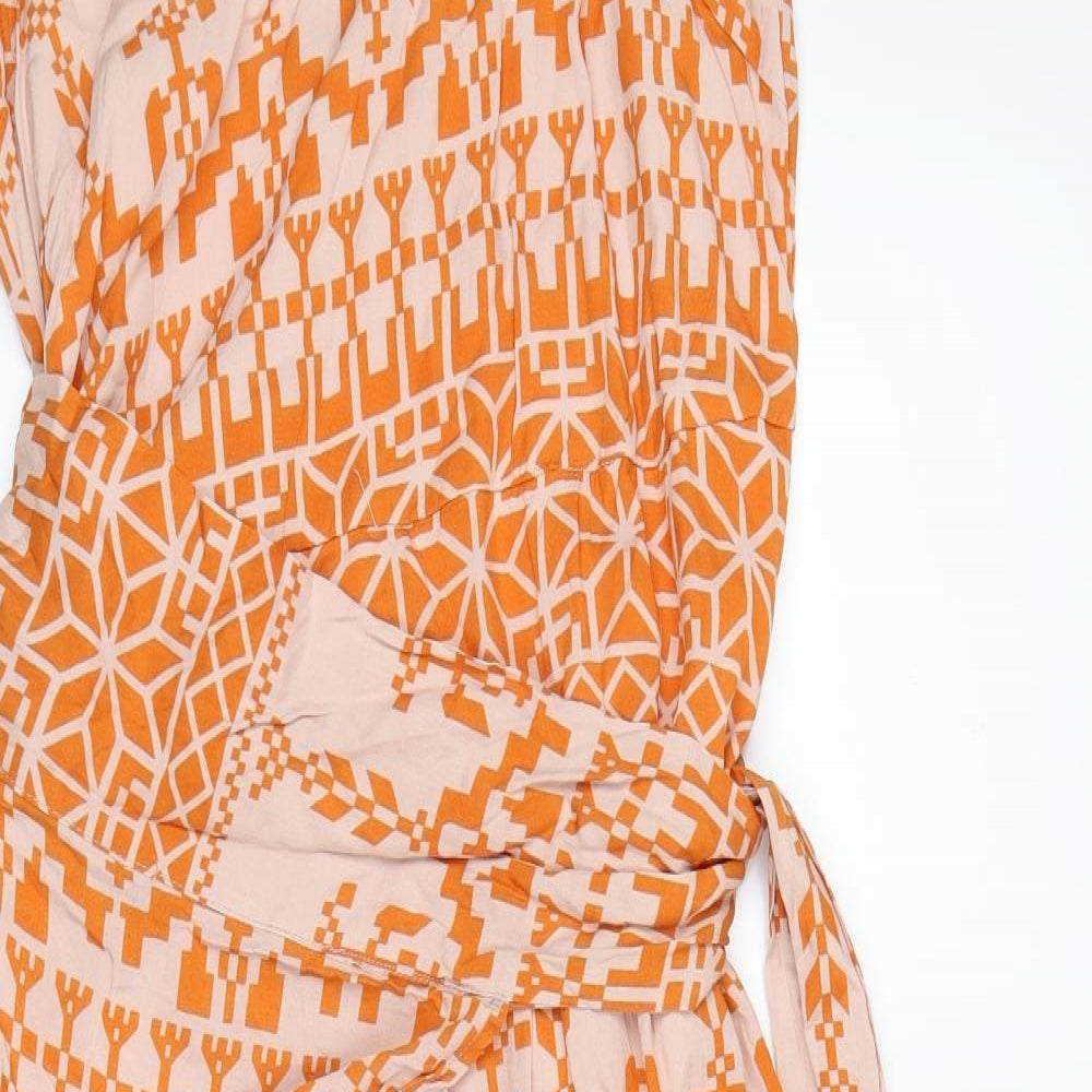 Preworn Womens Orange Geometric  Shift  Size S  - dipped hem sun dress