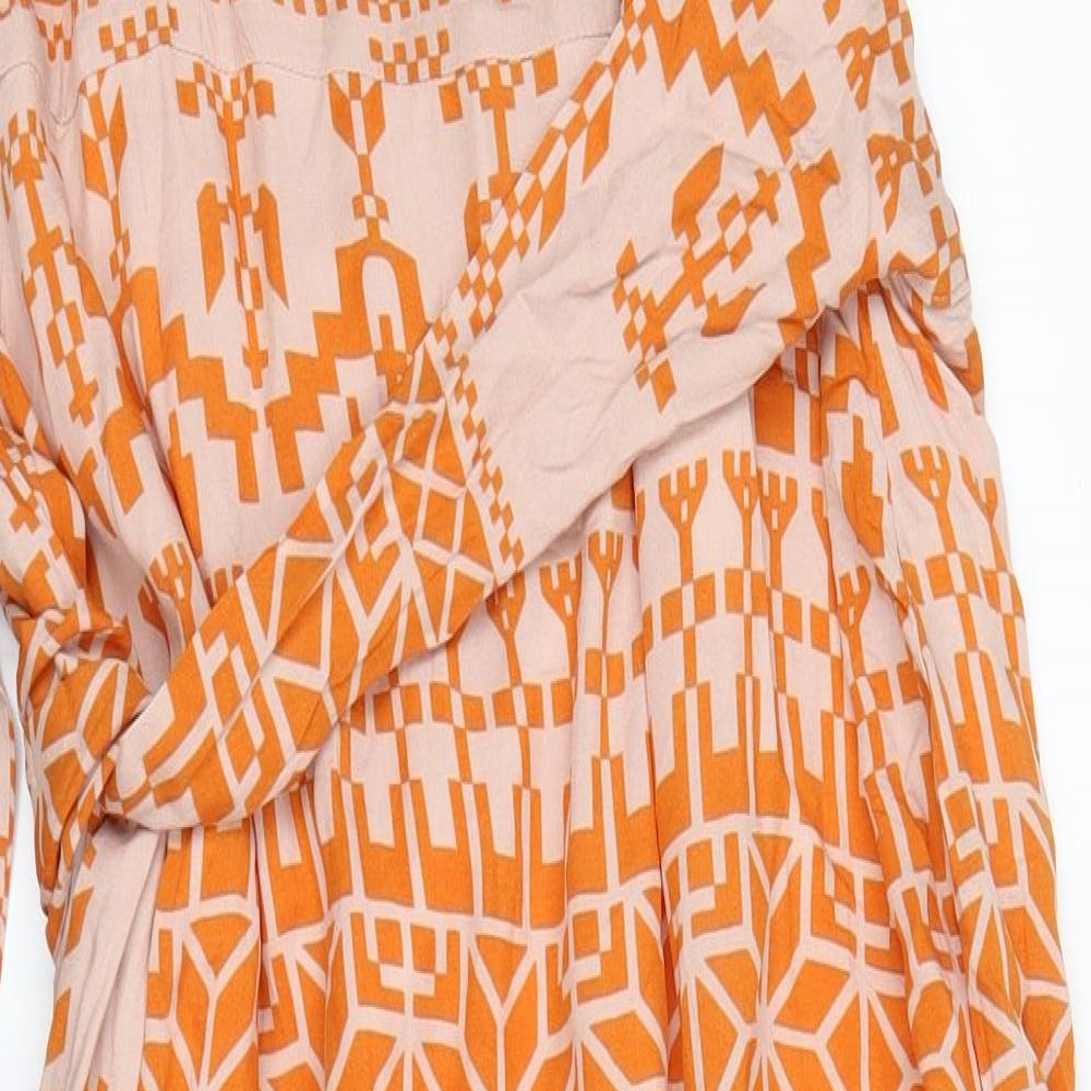 Preworn Womens Orange Geometric  Shift  Size S  - dipped hem sun dress