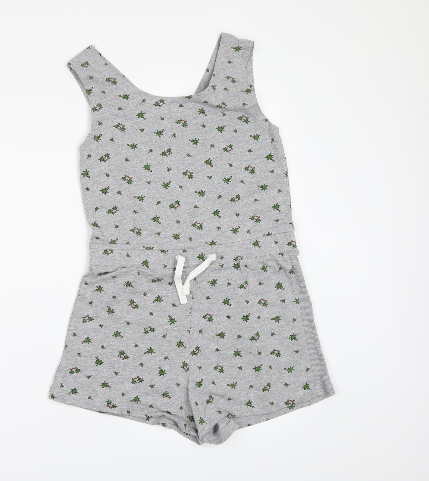 M&Co Girls Grey Floral  Playsuit One-Piece Size 11-12 Years