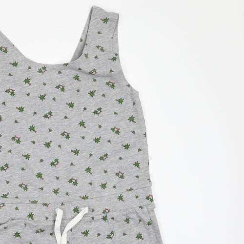 M&Co Girls Grey Floral  Playsuit One-Piece Size 11-12 Years