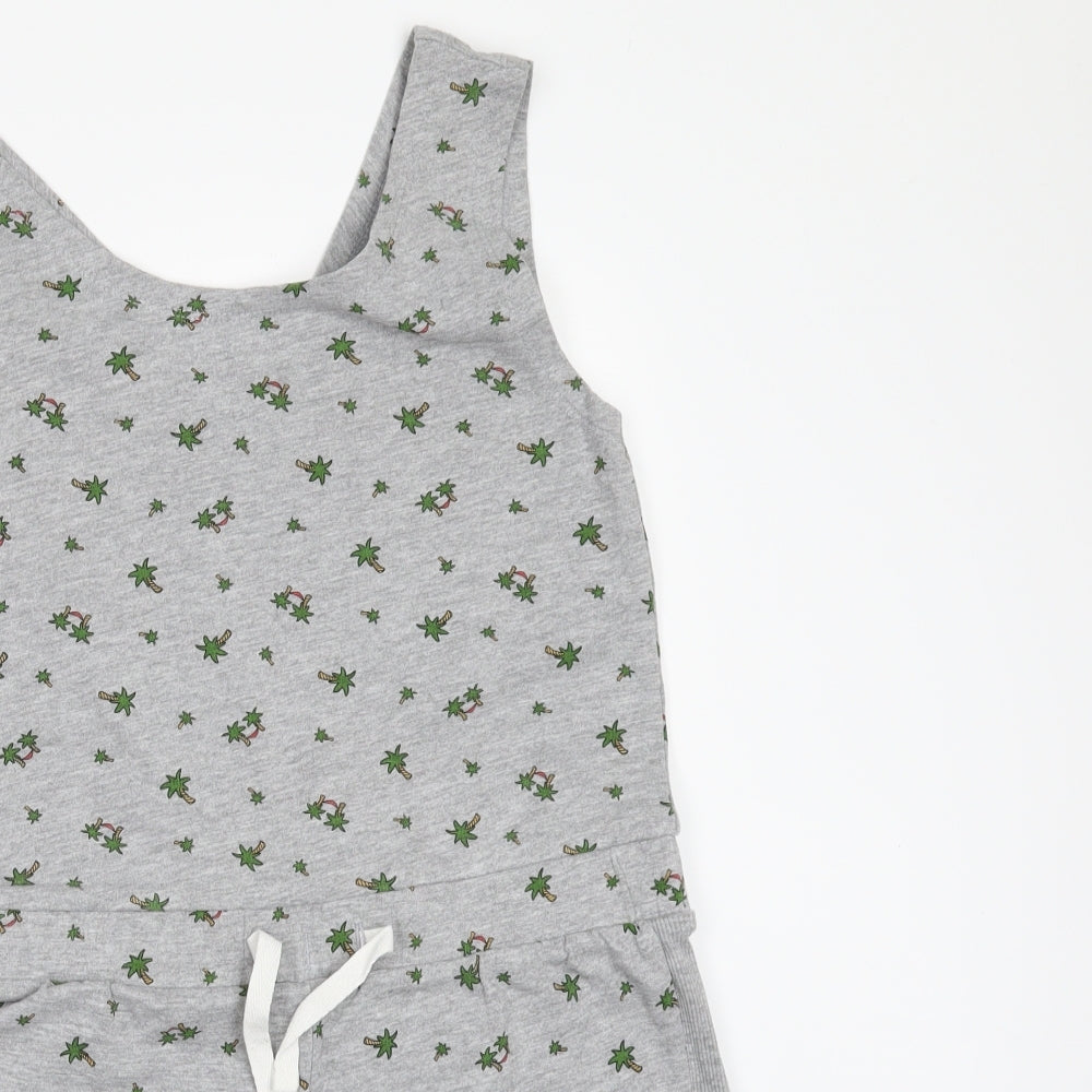 M&Co Girls Grey Floral  Playsuit One-Piece Size 11-12 Years