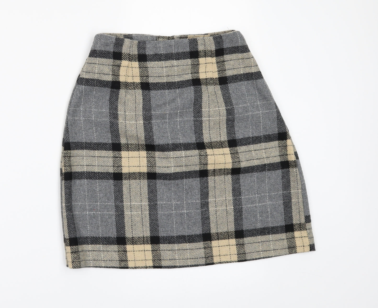 New Look Womens Grey Check  Mini Skirt Size 6