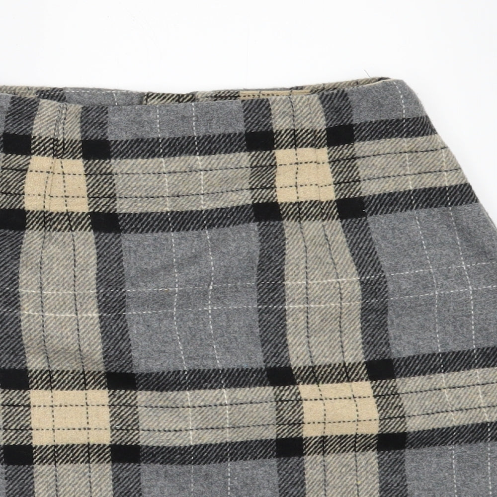 New Look Womens Grey Check  Mini Skirt Size 6