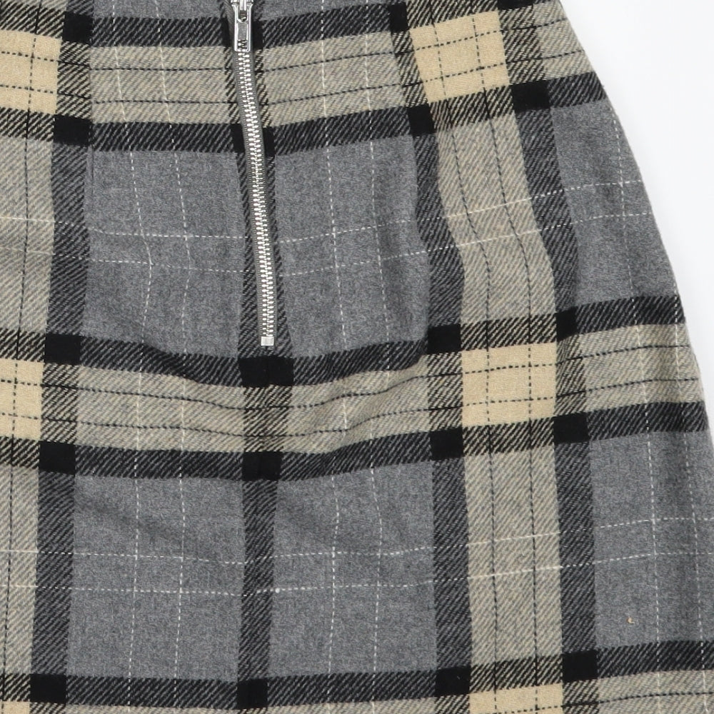 New Look Womens Grey Check  Mini Skirt Size 6