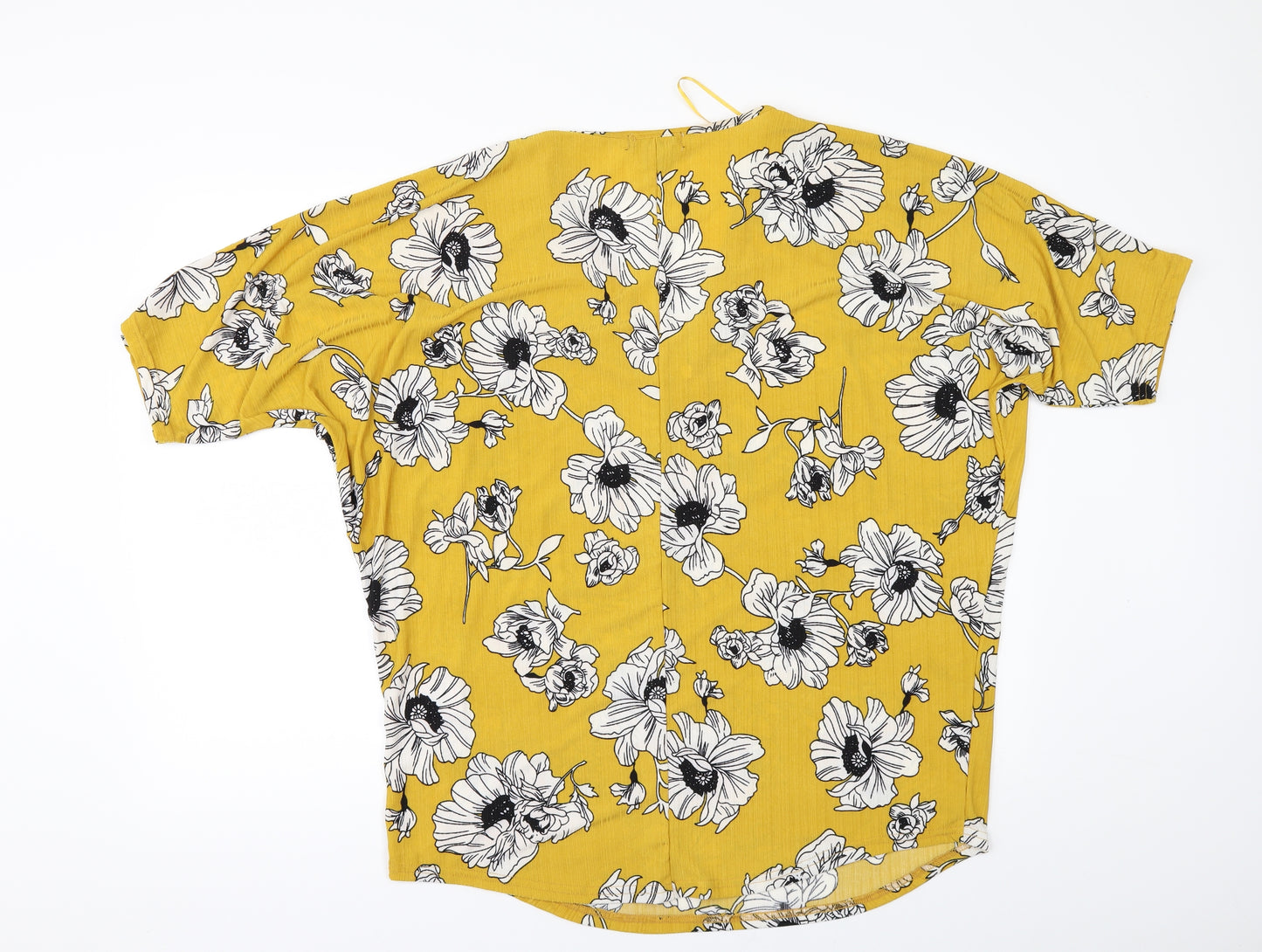 QED London Womens Yellow Floral  Tunic Blouse Size L