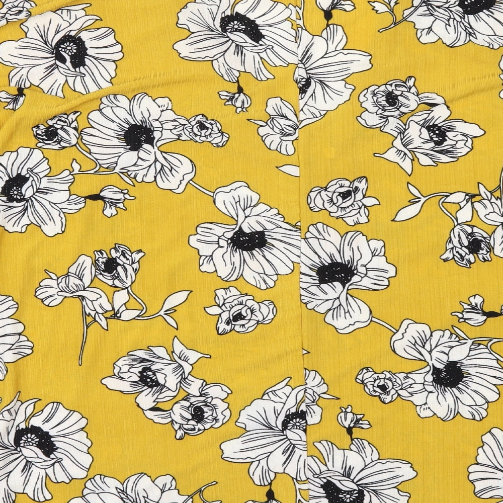 QED London Womens Yellow Floral  Tunic Blouse Size L