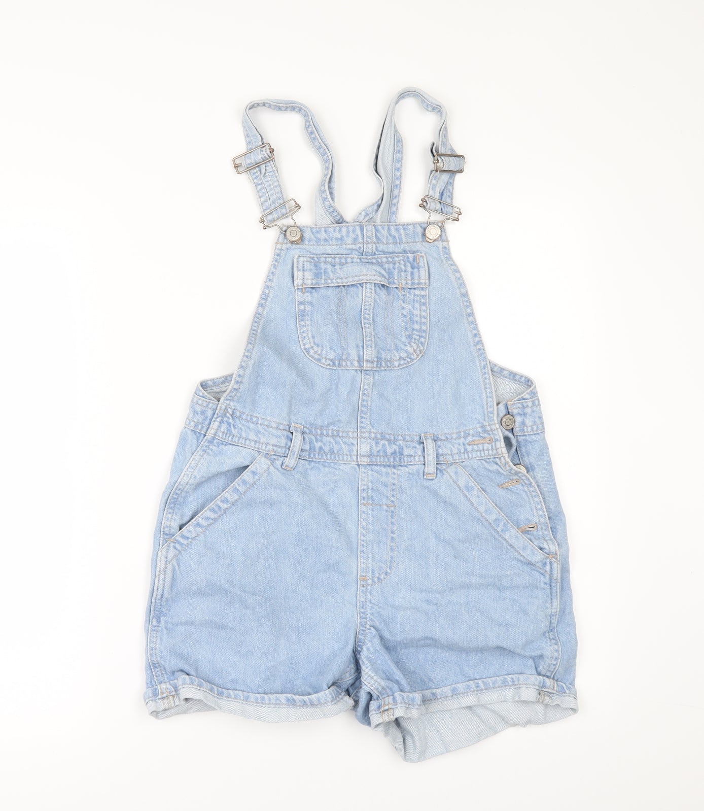 Topshop Womens Blue  Denim Dungaree Shorts Shorts Size 8