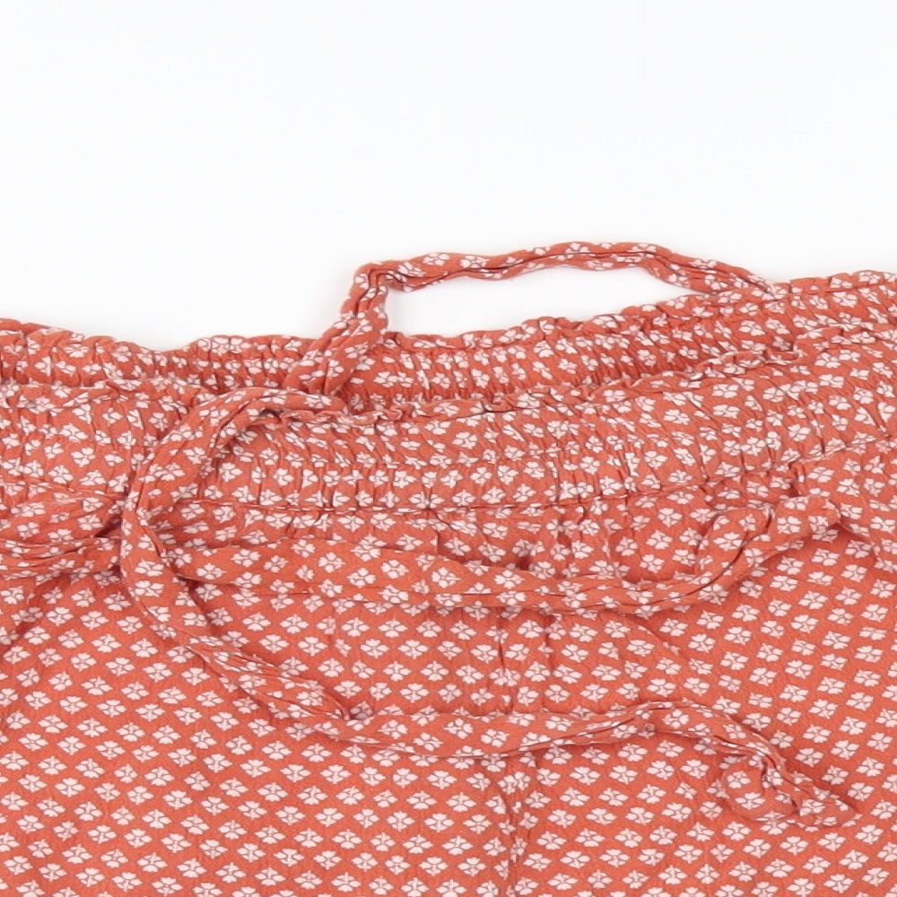 Primark Womens Orange Floral  Paperbag Shorts Size 8