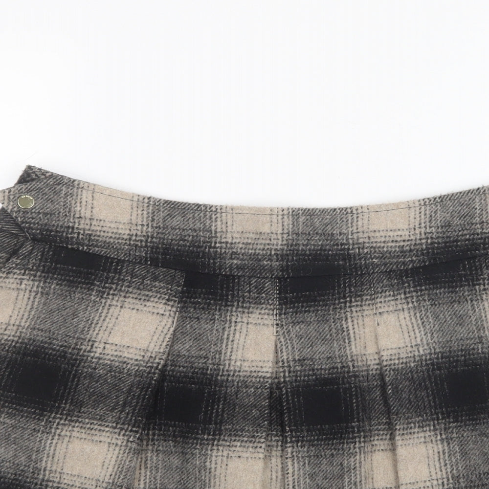 Ted Baker Womens Grey Check  A-Line Skirt Size M