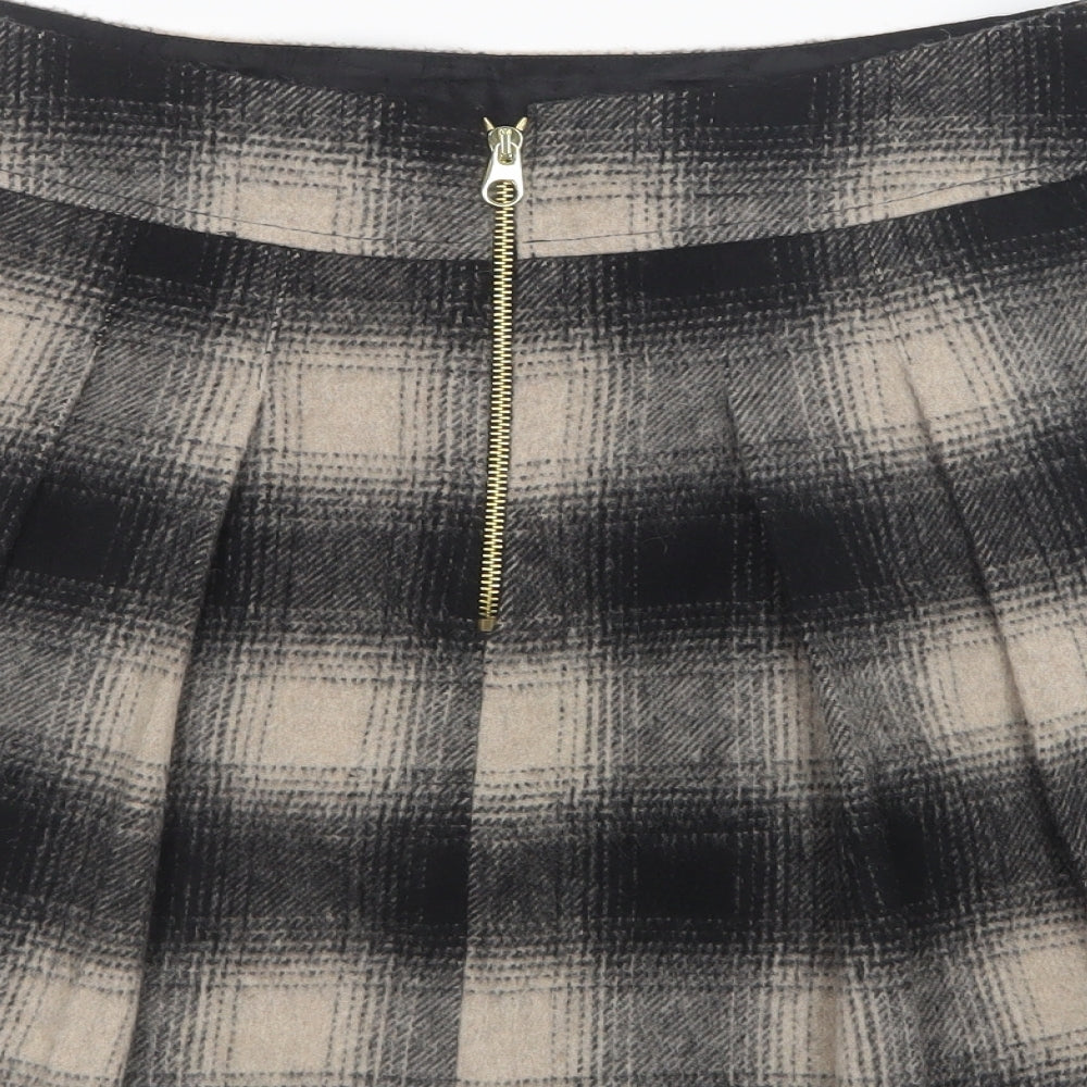 Ted Baker Womens Grey Check  A-Line Skirt Size M