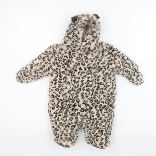 Mothercare Girls Brown Animal Print  Coverall Outfit/Set Size Newborn