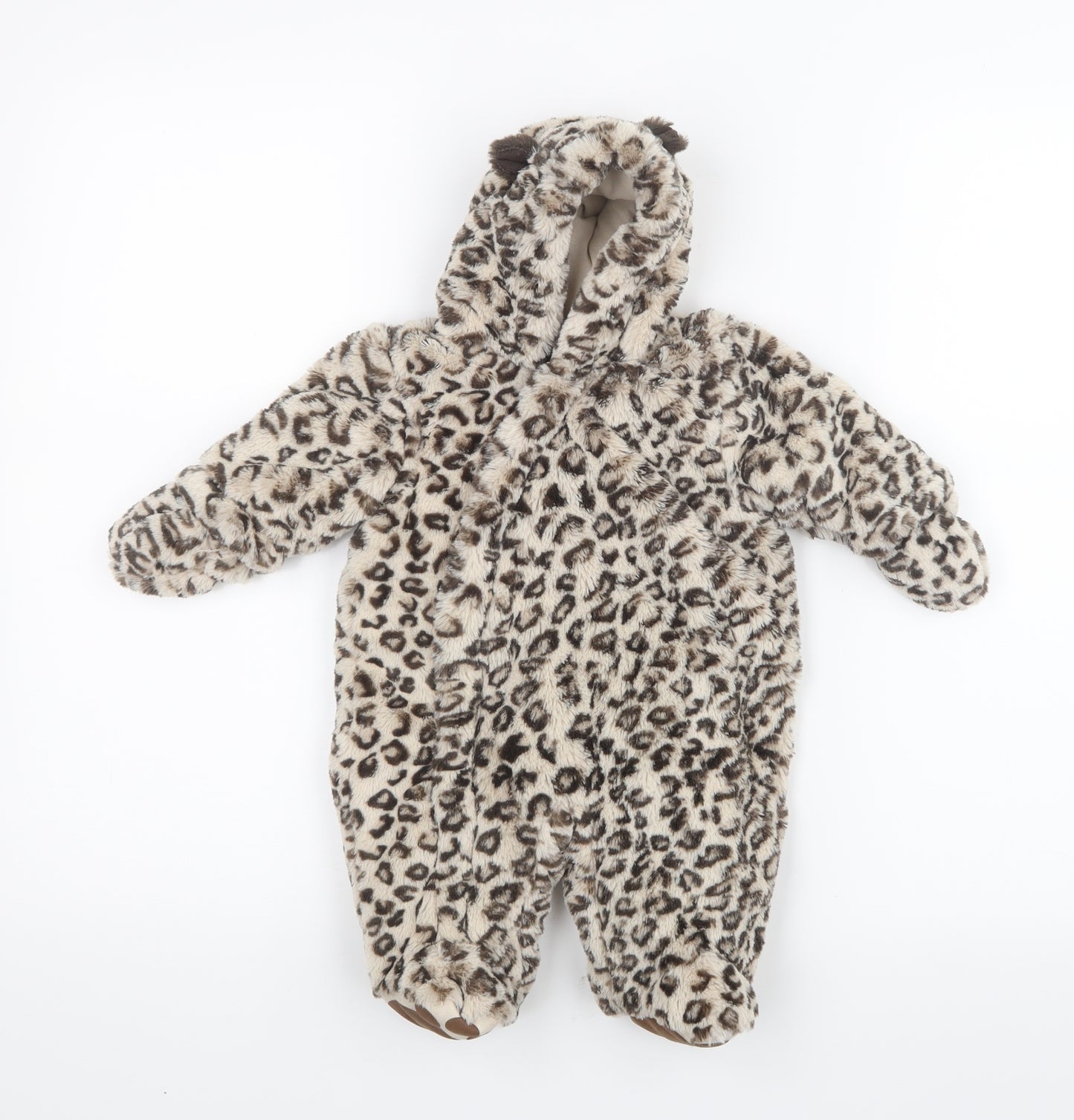 Mothercare Girls Brown Animal Print  Coverall Outfit/Set Size Newborn