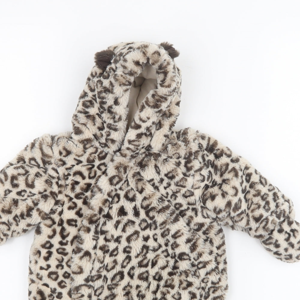 Mothercare Girls Brown Animal Print  Coverall Outfit/Set Size Newborn
