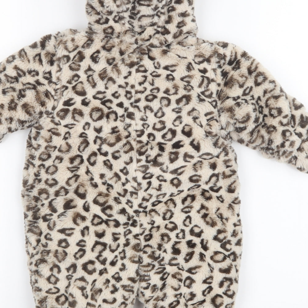 Mothercare Girls Brown Animal Print  Coverall Outfit/Set Size Newborn