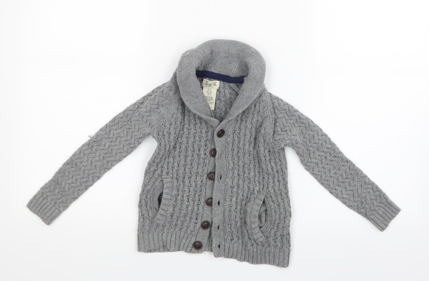 E of M Boys Grey  Knit Cardigan Jumper Size 2-3 Years