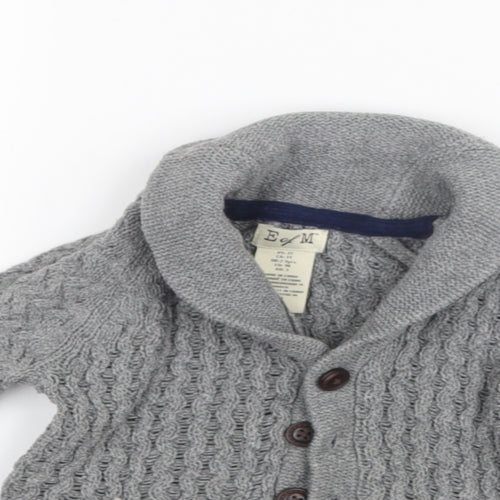 E of M Boys Grey  Knit Cardigan Jumper Size 2-3 Years
